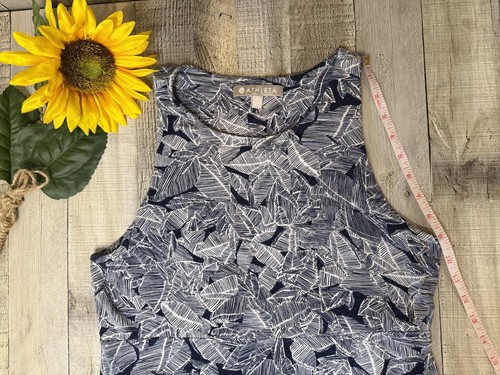 Abito ATHLETA Santorini maglia stampa tropicale blu elasticizzato midi spiaggia TG MED - Foto 13 di 17