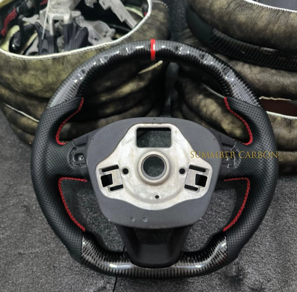 Volante deportivo de fibra de carbono real adecuado para Seat Leon Cupra MK3 15+ Foto 3 de 4