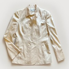 Carolina Herrera Cream Colored Double Breasted Coat Blazer Women’s Size 8 Ivory