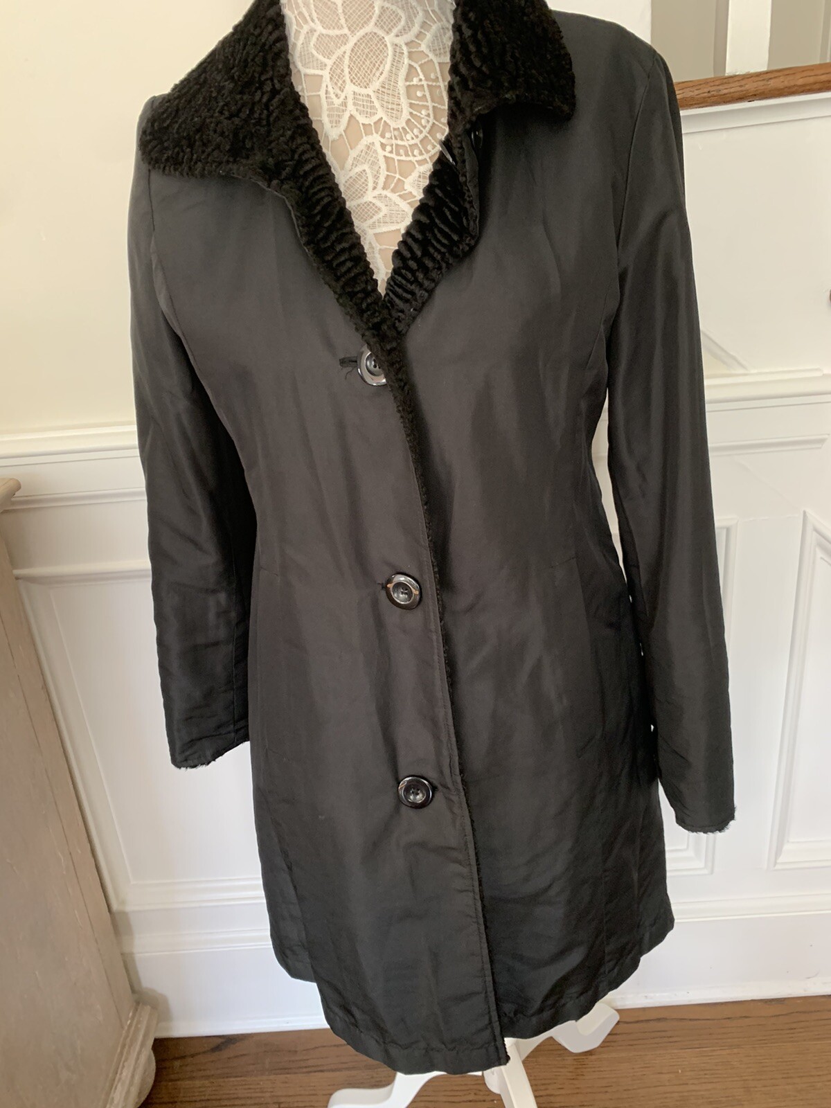 Embossed Faux Fur Reversible Rain Coat Gem