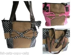 CUTE LADIES LARGE CANVAS SPOTTED POLKA DOTS WITH BOW SHOPPING HAND BAG UK SELLER