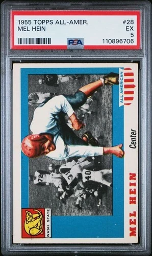 1955 Topps All-American Football RC # 28 Mel Hein Washington State (HOF) PSA 5!