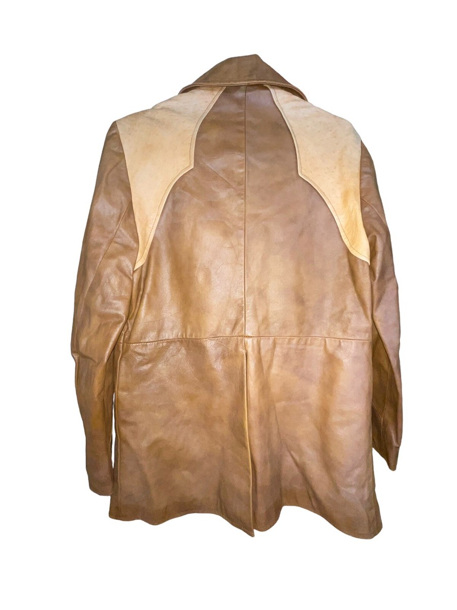 70s Belgium製 leather jacket brown Vtg 60s 70s Leather Jacket Blazer Coat Disco Starsky & Hutch