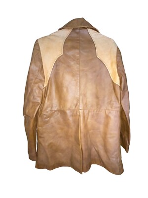 caramel brown VINTAGE 70s leather jacket Ostrich Pioneer Wear