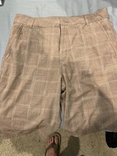 Puma Youth Size 16 Board Shorts Tan Striped Panel Swim Surf