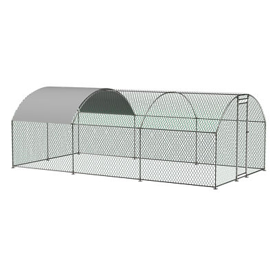 #ad 10#x27;x20#x27; Large Metal Chicken Coop W Cover Walk in Chicken House Pen Cage Outdoor $299.99