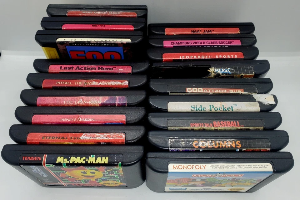 LOTE de 18 juegos vintage de Sega 1989 NHL/NBA JAM/Lion King/PitFall/Aladdin/Alt Beast!🔥 Foto 4 de 4