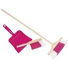 Goki Kids Dustpan Hand Sweeper Broom Plastic Set 3 Piece Pink 15430