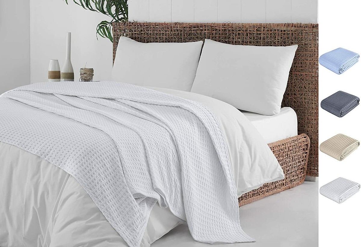 Cotton Blanket Full/Queen Size White Thermal Queen Blanket for Winter | eBay