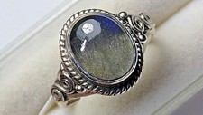 LOVELY UNTREATED NATURAL LABRADORITE IN STERLING SILVER.925 RING SIZE 7.0-7.25