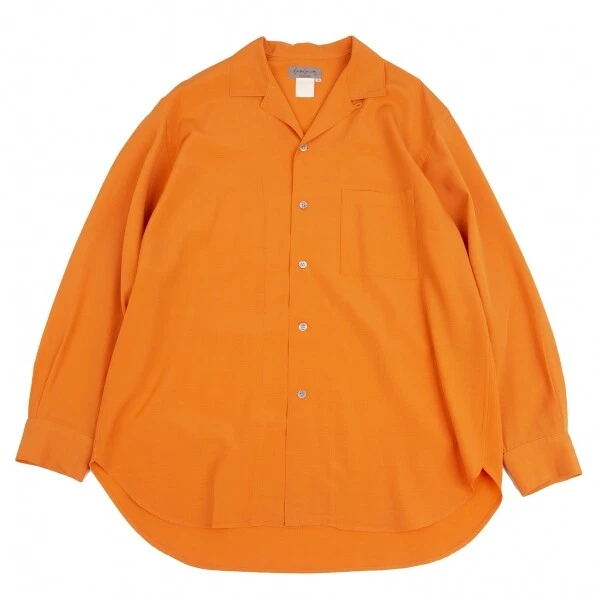 Yohji Yamamoto POUR HOMME Wool Open Collar Long Sleeve Shirt Size