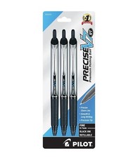Pilot Precise V7 Premium Rolling Ball Pens Fine Point 0.7mm Black 26058 3 Pack