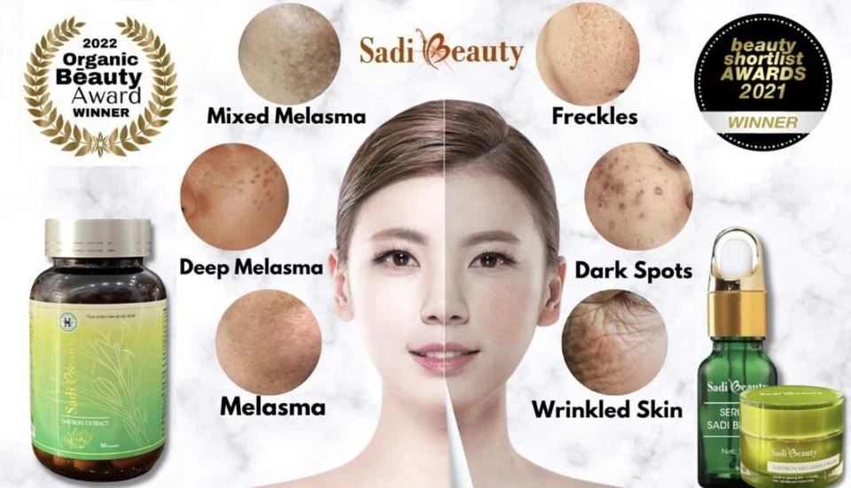 Sadi Beauty Set Anti Envejecimiento - Crema de Melasma, Suero, Cápsulas de Glutatión de Azafrán Foto 3 de 4