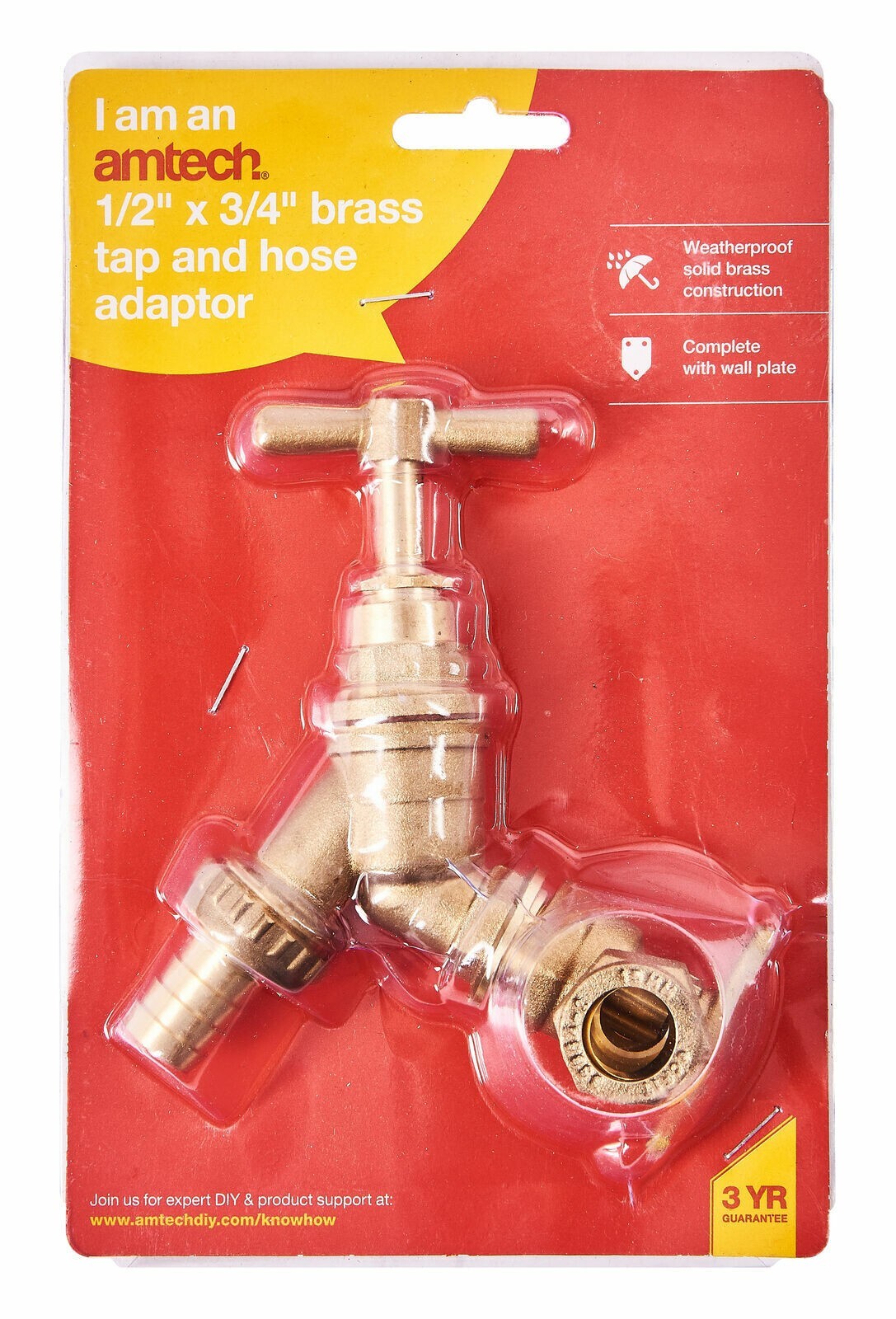 1/2"" X 3/4"" Outside Garden Brass Tap & Wall Plate Elbow Adaptor Pipe Bib Hose