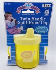 NOS Vintage Sippy Drinking Cup w/ Lid 8 oz Yellow Unisex Spill Proof 6month  up