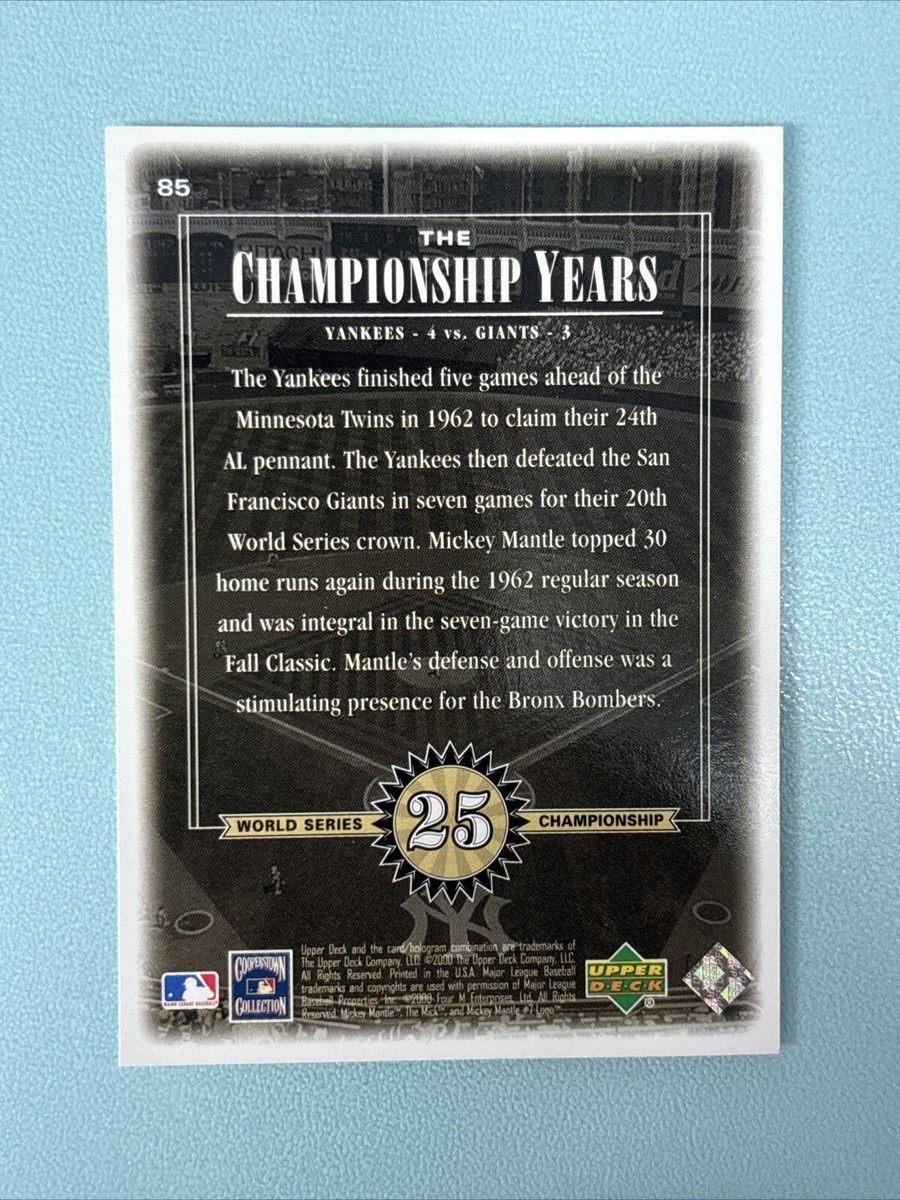 💥⚾Mickey Mantle 2000 Upper Deck Championship Years #85 New York