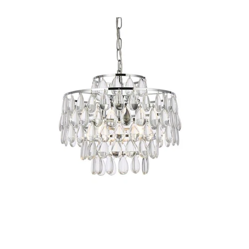 Elegant Lighting Mila 16" Contemporary Iron and Crystal Pendant in Chrome - Picture 4 of 8