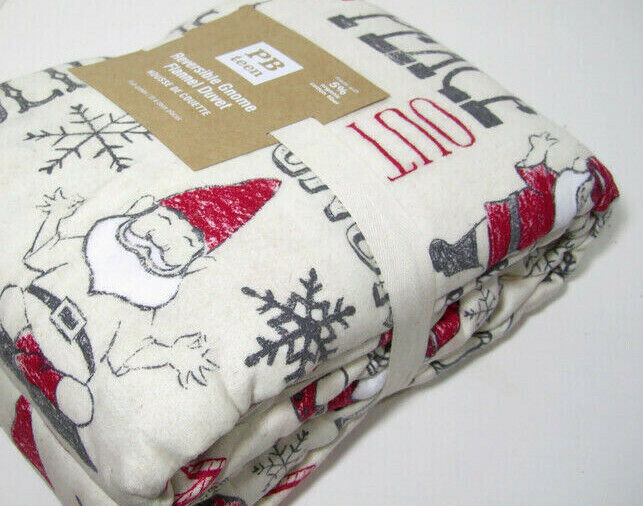 Pottery Barn Teen Reversible Holiday Gnome Dot Flannel Cotton Twin Duvet Cover Ostatnie zamówienie pocztowe