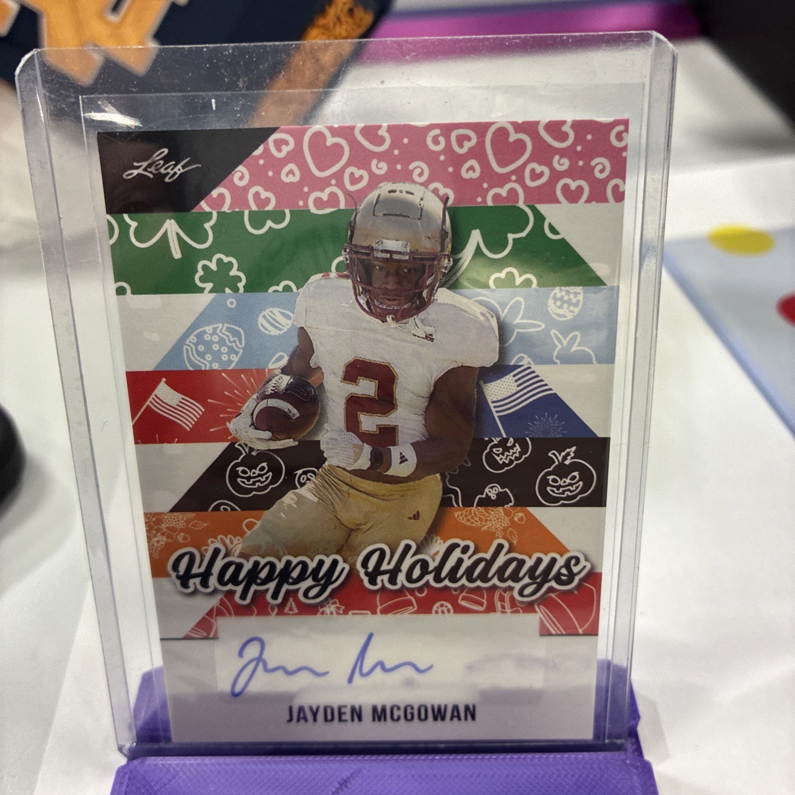 JAYDEN MCGOWAN 2025 LEAF HAPPY HOLIDAYS FOOTBALL BASE AUTOGRAPH AUTO #BA-JMG