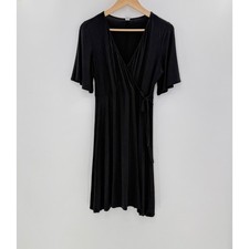 Old Navy Petite Black Wrap Dress Flutter Sleeve Knee Length Casual