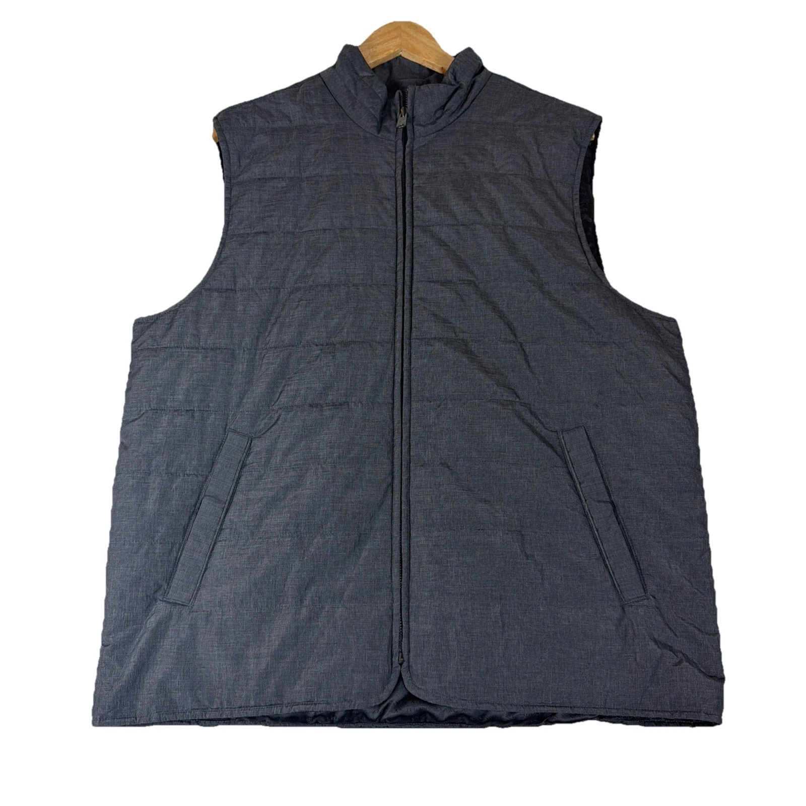 Marc Anthony Luxury Puffer Vest Gray Men’s M Lightweight Quilted Full Zip EUC