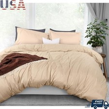 Microfiber Duvet Cover Set Soft Bedding Zipper Closure Durable Pillowcases New