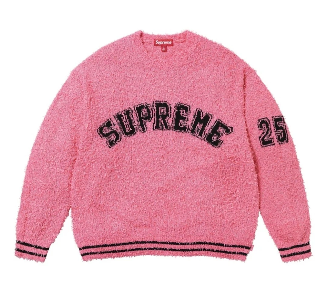 Petit pull rose en tricot arc texturé suprême neuf
