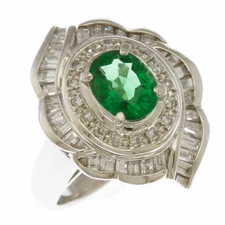 nobrand Ring US 4 1/2 EU48 Pt900Platinum Tourmaline 0.859ct diamond 0.574ct used