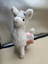 #N34- Alpaca Llama Flower Blanket Stuffed Soft Toy Pier 1 One Imports 12" EUC