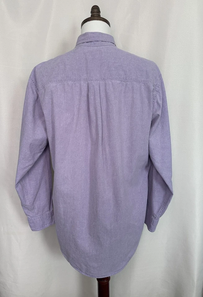 Lands’ End Hombre’s Botón Abajo Oxford L 16-16.5 Púrpura 100% Algodón EE. UU. De Colección Foto 2 de 4