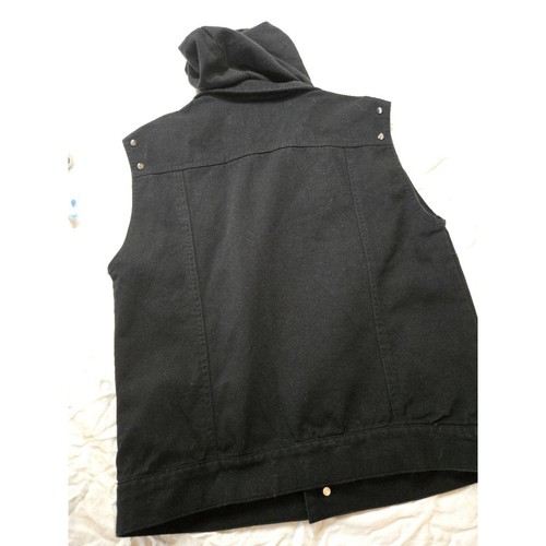 Gilet Royal Bones uomo nero medio con cappuccio borchie spalle bottoni streetwear - Foto 5 di 8