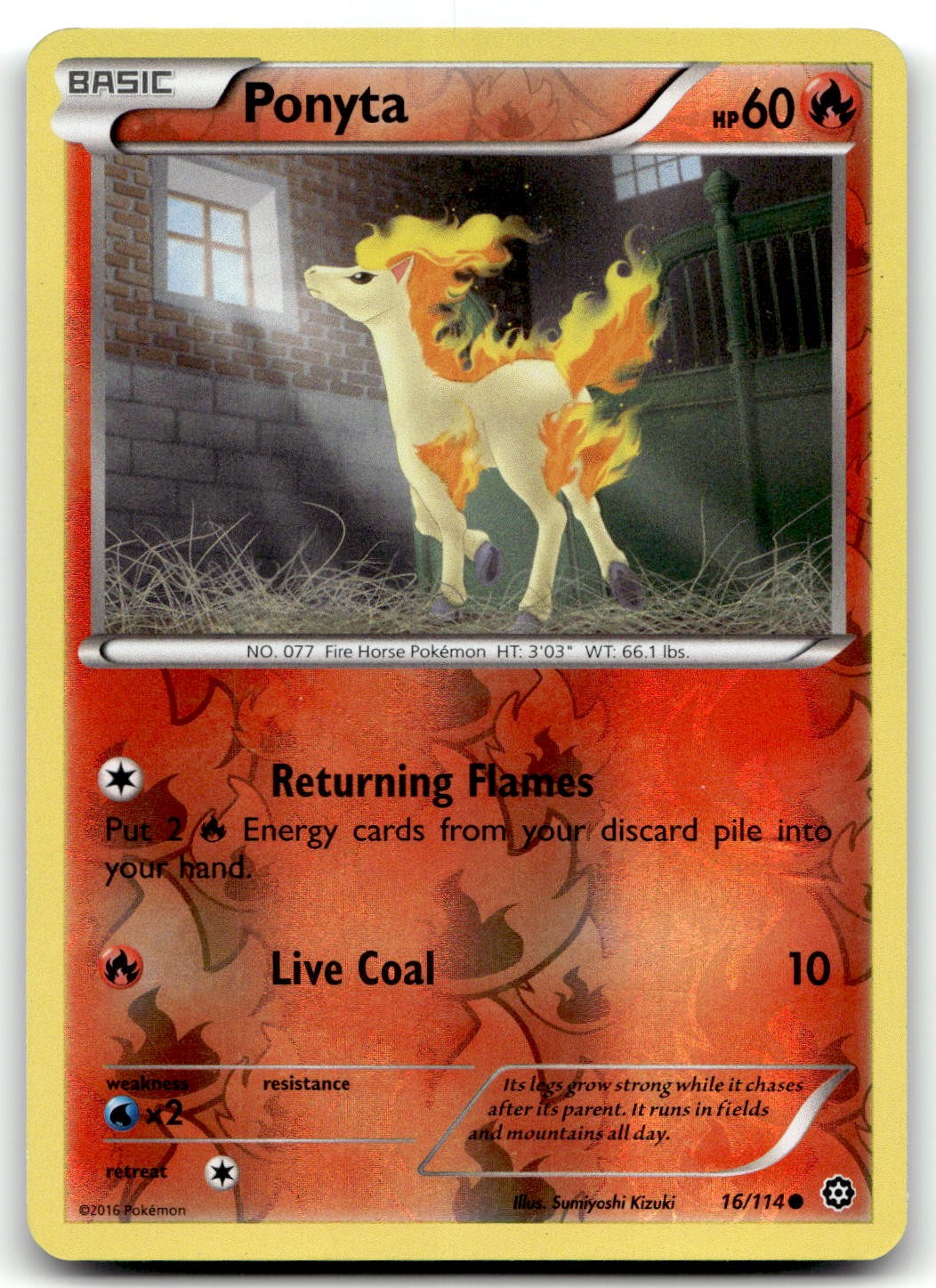 Ponyta 16/114 XY - Steam Siege Common Reverse Holo Pokemon TCG LP