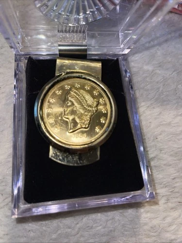 Kellogg & Co Replica 1854 Liberty Head Gold Coin Money Clip in Case #305