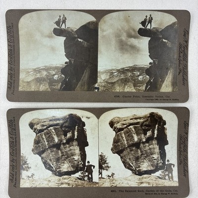 1902, 04 Griffith & Griffith Stereo View Cards, Glacier Point CA,Garden of Gods 