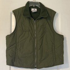 Vtg VF Solution Fleece Lined Olive Green Vest NPS Size L Made In USA