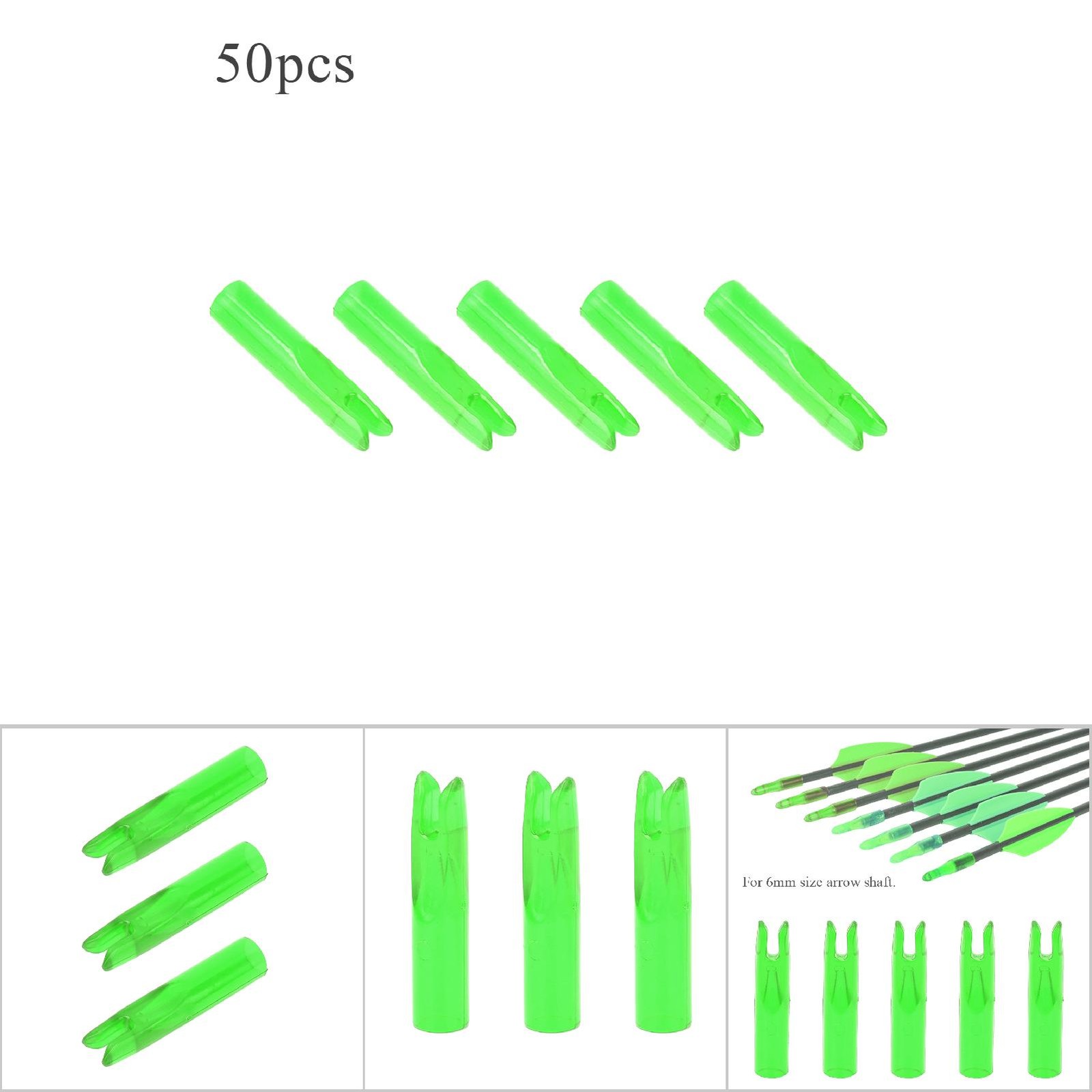 50Pcs Portable Plastic Bow Nock Insert Tail Archery Accessory For 6mm Shaf