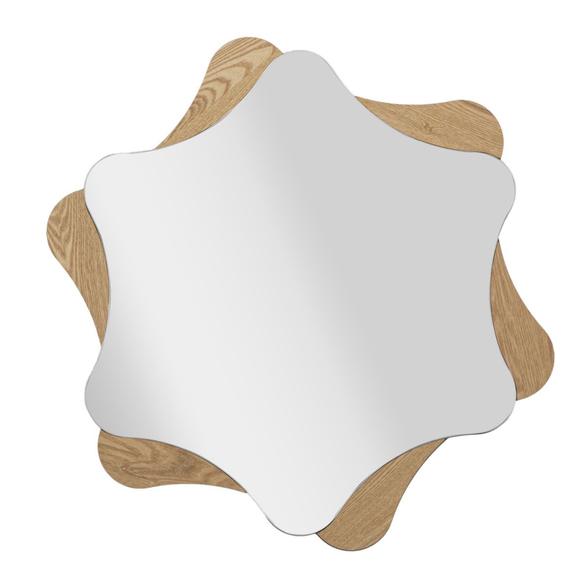 Miroir mural décoratif Stars 80cm en rotin naturel pour salon et entrée