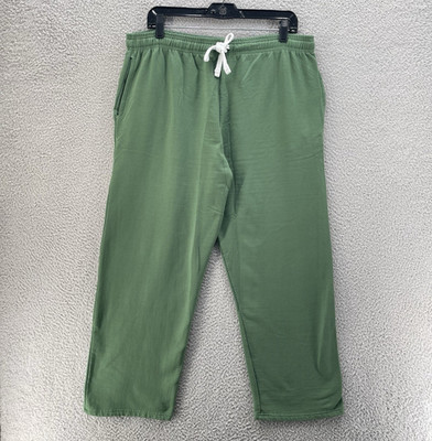 Realessentials Sweatpants Women Extra Large Green Wide Leg Cotton Pull On Lounge