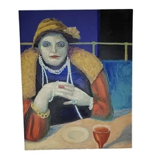 Madam Bijou Hand Painted Portrait by Artist W Cremer 1997 Original Artwork 28x22