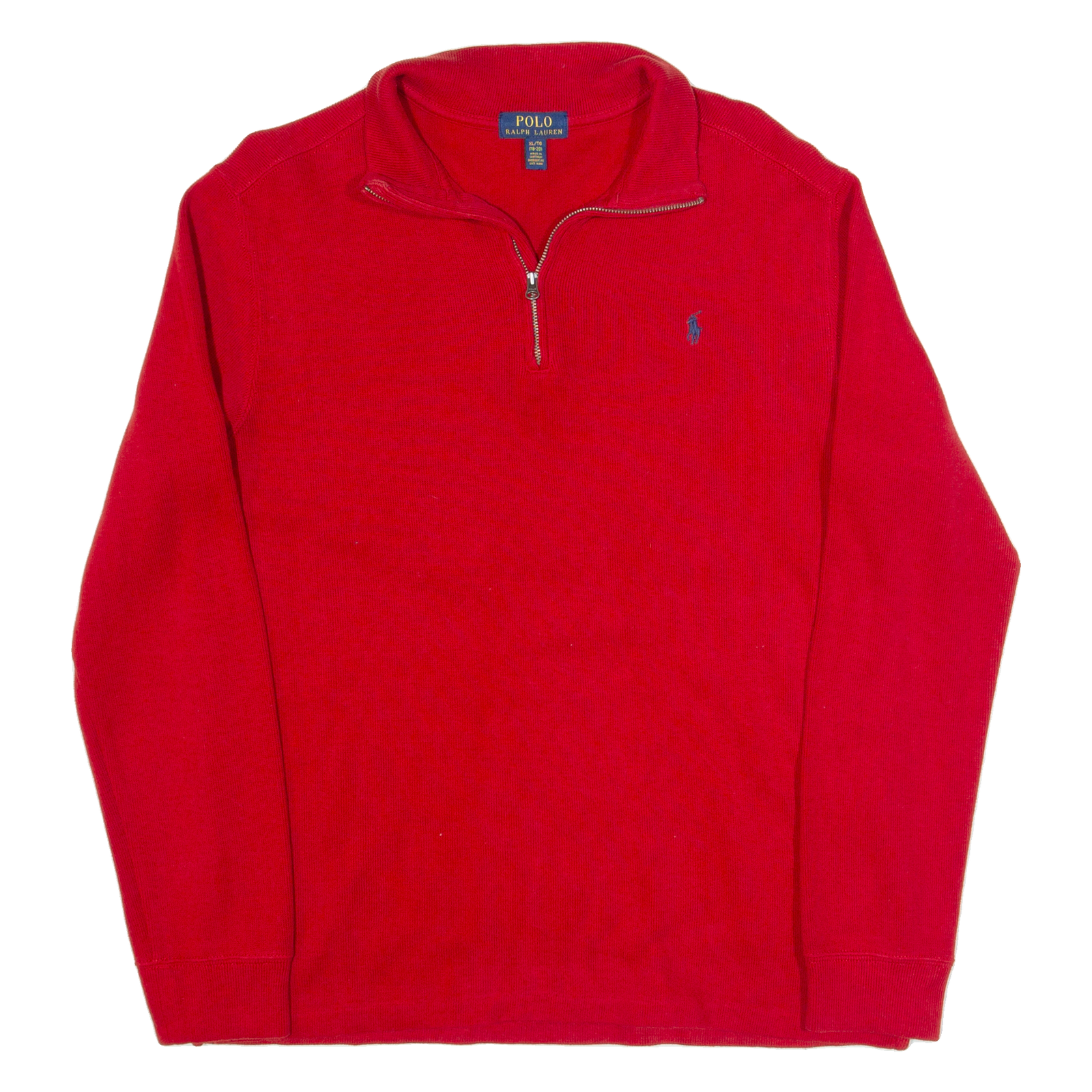 POLO RALPH LAUREN Boys Jumper Red 1/4 Zip Tight Knit XL - Picture 1 of 6