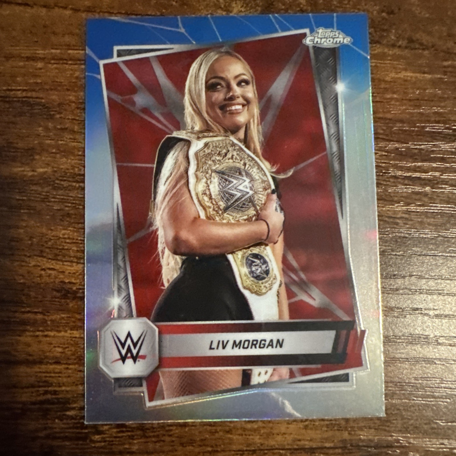 2025 Topps Chrome WWE - Red & Blue Refractor #146 Liv Morgan