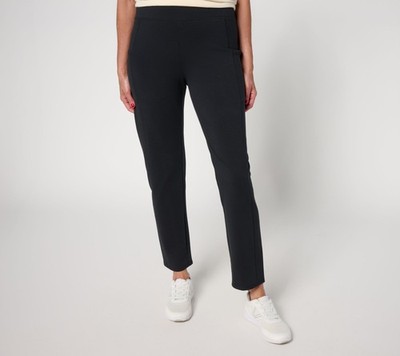 Denim & Co. Women's Petite Pants 3XP Active Duo Slim Straight Ankle Black