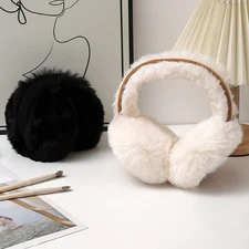 Winter Ear Muffs for Women Men Foldable Fuzzy Earmuffs Faux Fur Ear Warmer