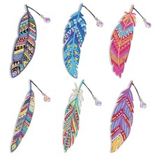 6 Pack Diamond Painting Bookmarks, DIY Diamond Art Acrylic Bookmarks with Tas...
