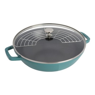 STAUB Cast Iron 4.5-qt Wok Mint Green