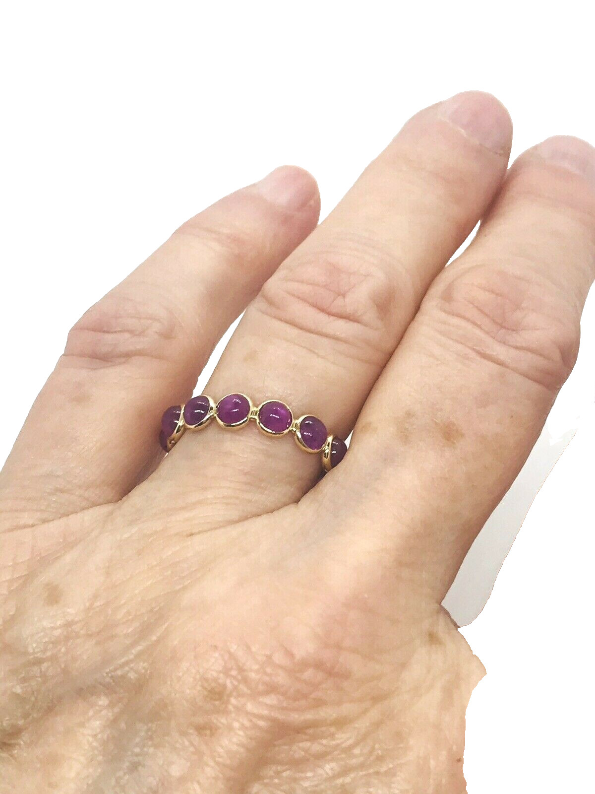 Ruby 18k Yellow Gold Eternity Stackable Wedding B… - image 3