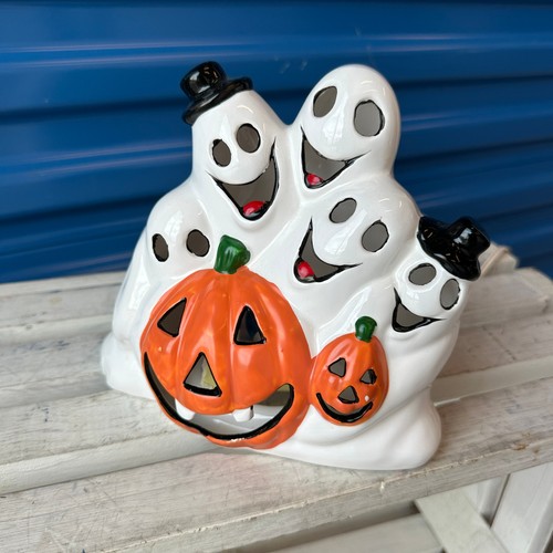 Estatuilla de colección de fantasmas y calabaza iluminados de Halloween Jack O Lantern años 80 - Imagen 2 de 7