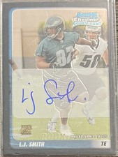 L.J. Smith 2003 Bowman Chrome On-Card Auto Autograph Rookie Eagles Rutgers. rookie card picture