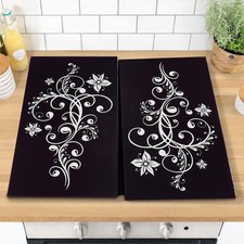 Set of 2 Glass Chopping Cutting Board Induction Ceramic Hob Cover Worktop Saver