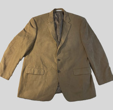 Chaps Men's Faux Suede Blazer Sport Coat Tan Khaki Size 46R Paisley Lining